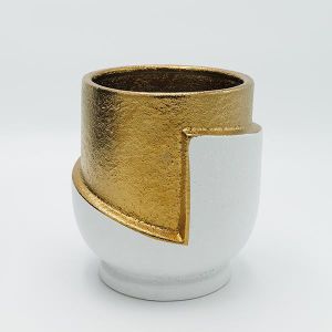 ВАЗА КЕРАМИЧНА БЯЛА - ЗЛАТНА 17.5x17x30.5см