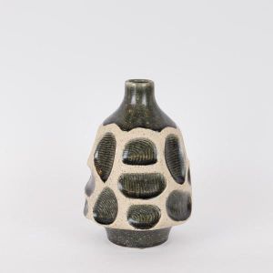 ВАЗА КЕРАМИЧНА, АНТРАЦИТ-БЕЖОВО, 17.8x17.8x25.5см