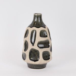 ВАЗА КЕРАМИЧНА, АНТРАЦИТ-БЕЖОВО, 18.5x18.5x33.2см