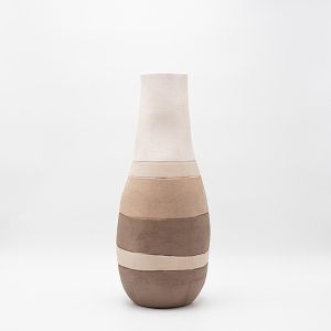 ВАЗА КЕРАМИЧНА, БЕЖОВО-КАФЯВО, 18x18x44.5 см