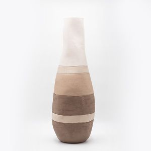 ВАЗА КЕРАМИЧНА, БЕЖОВО-КАФЯВО, 21x21x58.5 см
