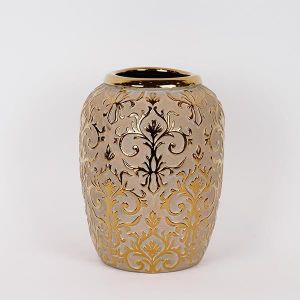 ВАЗА КЕРАМИЧНА, ЗЛАТНА, 19.5x19.5x25.5см