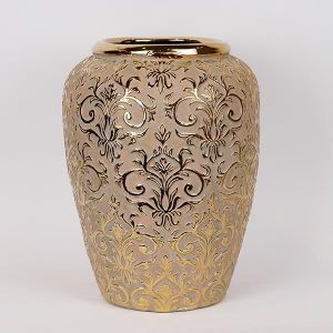 ВАЗА КЕРАМИЧНА, ЗЛАТО, 29.5x29.5x39см