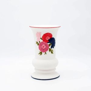 ВАЗА ПОРЦЕЛАН, БЯЛА С ЦВЕТЯ, 14.5x13.8x22.5 см