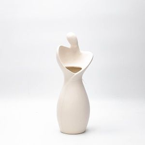 ВАЗА СЪРЦЕ, КЕРАМИЧНА, БЯЛО-СИНЬО, 18x8.5x23см