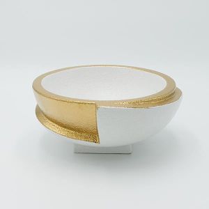 ДЕКОРАТИВНА КУПА КЕРАМИЧНА БЯЛА - ЗЛАТНА 23.5x23x10.5см