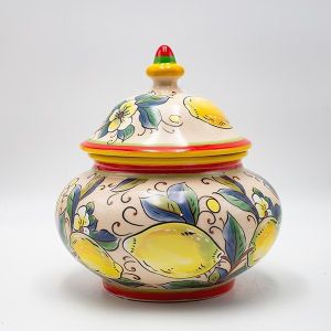 ДЕКОРАТИВНА КУПА, КЕРАМИЧНА, БЕЖОВО-С ЛИМОНИ, 20.5x20.5x22см