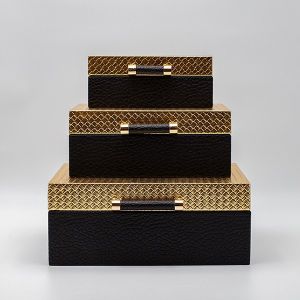 ДЕКОРАТИВНА КУТИЯ S/3, ДЪРВЕНА, БЕЖОВА, 30x21.5x12, 25x16.5x10, 20x11.5x8см