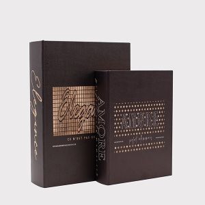 ДЕКОРАТИВНА КУТИЯ КНИГА S/2 ELEGANCE-AMORE, ЧЕРНО-ЗЛАТНА, 27x20x5.5, 34x25x7см