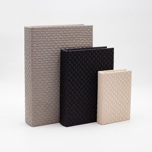 ДЕКОРАТИВНА КУТИЯ КНИГА S/3, СИВО-БЕЖОВО-СВЕТЛО СИВО, 30x21x6, 23x17x4.5, 16x11x3см