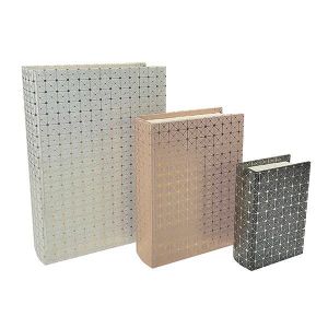 ДЕКОРАТИВНА КУТИЯ КНИГА, ДЪРВЕНА, СИВА, РОЗОВА, ЧЕРНА, КОМПЛЕКТ ОТ 3 БР., 30x21.5x6 , 23x17x4.5, 16x11x3 см