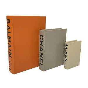 ДЕКОРАТИВНА КУТИЯ КНИГА, ОРАНЖЕВО, БЕЖОВО, СИВО, КОМПЛЕКТ ОТ 3 БРОЯ, 30x21.5x6, 23x17x4.5, 16x11x3 см