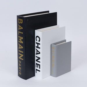 ДЕКОРАТИВНА КУТИЯ КНИГА, ЧЕРНА, БЯЛА, СИВА, КОМПЛЕКТ ОТ 3 БРОЯ, 30x21.5x6, 23x17x4.5, 16x11x3 см