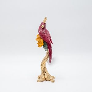 ДЕКОРАТИВНА НАСТОЛНА ФИГУРА, ПАПАГАЛ, ПОЛИРЕЗИН, БОРДО-ЗЛАТИСТ, 9x8x22см