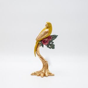 ДЕКОРАТИВНА НАСТОЛНА ФИГУРА, ПАПАГАЛ, ПОЛИРЕЗИН, ЗЛАТИСТ, 11x7x21.5см