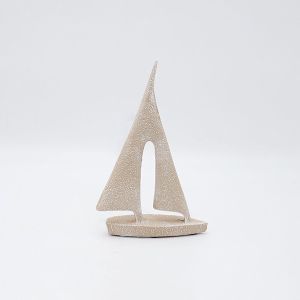 ДЕКОРАТИВНА СКУЛПТУРА, ЛОДКА, ПОЛИРЕЗИН, БЕЖОВА, 13.5x3.5x20.5см
