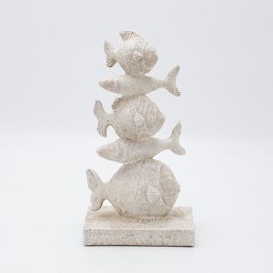ДЕКОРАТИВНА СКУЛПТУРА, РИБИ, ПОЛИПОЛИРЕЗИН, БЕЖОВО, 14x8.5x26см