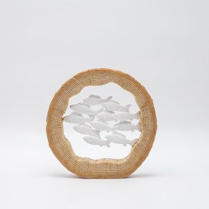 ДЕКОРАТИВНА СКУЛПТУРА, РИБИ, ПОЛИПОЛИРЕЗИН, НАТУРАЛНО БЯЛО, 19,5x3,5x19,5 см