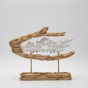 ДЕКОРАТИВНА СКУЛПТУРА, РИБИ, ПОЛИПОЛИРЕЗИН, НАТУРАЛНО БЯЛО, 29x6x23.5см