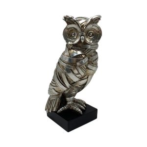 ДЕКОРАТИВНА ФИГУРА FL25090 БУХАЛ СРЕБРИСТНО-ЧЕРЕН ЦВЯТ 9.5x9.5x22.5см