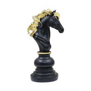 ДЕКОРАТИВНА ФИГУРКА , ШАХМАТНА ПЕШКА, КОН, ЧЕРЕН ЦВЯТ 14x27см