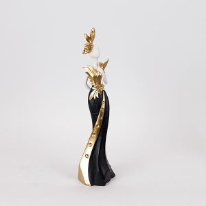 ДЕКОРАТИВНА ФИГУРКА ЗА НАСТОЛА, ЖЕНА, ЧЕРНО И ЗЛАТНО, 10x9x41 см