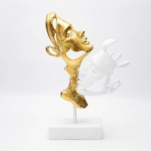 ДЕКОРАЦИЯ ЗА МАСА, ЛИЦА, ПОЛИРЕСОМА, ЗЛАТИСТО-БЯЛО, 22x7.5x33см