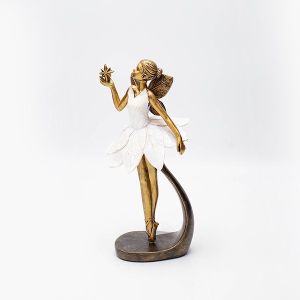 ДЕКОРАЦИЯ ЗА МАСА, ФЕЯ, ПОЛИПОЛИРЕЗИН, БРОНЗОВО-БЯЛО, 9.5X8.5X20.7см