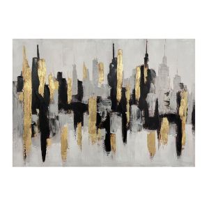 КАРТИНА ВЪРХУ ПЛАТНО &quot;Град 36099&quot; ЧЕРНО-ЗЛАТНО-БЕЖОВО 100x3x70см