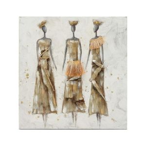 КАРТИНА НА ПЛАТНО &quot;Три африкански дами&quot; 80x3x80см