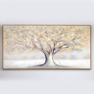 КАРТИНА ПЛАТНО - ДЪРВО СИВО - ЗЛАТНО 120x60x3.5см