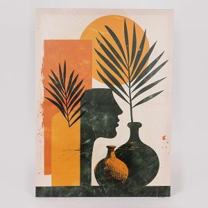 КАРТИНА ПЛАТНО и фигура, оранжево - черно - бордо 50x70см