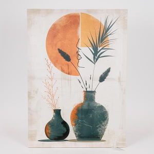 КАРТИНА ПЛАТНО и фигура, оранжево - черно - бордо 50x70см