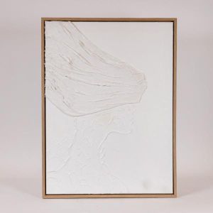 КАРТИНА ПЛАТНО РЪЧНО РИСУВАНО, бяла 60x3.8x80см