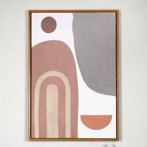 КАРТИНА ПЛАТНО С PS РАМКА ABDTRACT ART КРЪГОВЕ БЯЛО - БЕЖОВО - КАФЯВО 42.5x2.8x62.5см