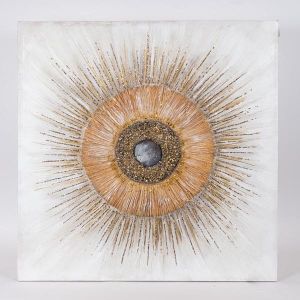 КАРТИНА ПЛАТНО с очи, бяло - кафяво 80x80x3см