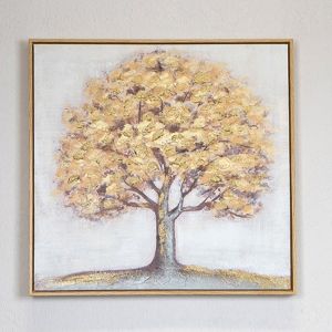 КАРТИНА ПЛАТНО СЪС ЗЛАТНА РАМКА ДЪРВО КАФЯВО - ЗЛАТИСТО 60x60x3.5см