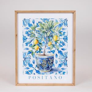 КАРТИНА ПОЗИТАНО ЛИМОНИ СВЕТЛО СИНЬО - ЖЪЛТО - БЯЛО 48x2.1x60см