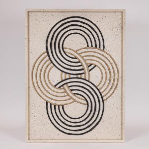 КАРТИНА С РЕЛЕФ МОДЕЛ КРЪГЪЛ ДИЗАЙН БЯЛО - БЕЖОВО - ЧЕРНО 60x3x80см