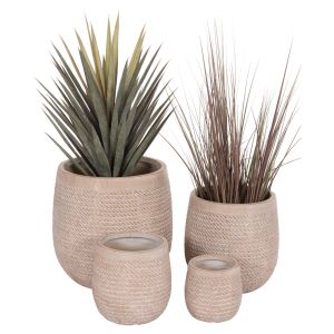 КАШПИ КРЪГЛИ КОМПЛЕКТ ОТ 4 ЧАСТИ GARDENER HM4722 ФИБРОГЛИНА - ЦИМЕНТ ЦВЯТ СЛОНОВА КОСТ Φ54X54 В СМ.