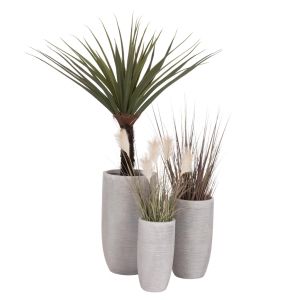 КАШПИ ЦИЛИНДРИЧНИ КОМПЛЕКТ ОТ 3 ЧАСТИ СЕРИЯ GARDENER HM4721 ФИБРОГЛИНА - В ЦВЯТ ЦИМЕНТ Φ42.5X78.5 В СМ.