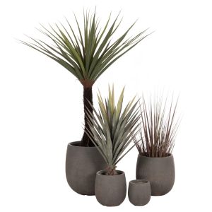КАШПИ, КРЪГЛИ, КОМПЛЕКТ ОТ 4 ЧАСТИ, СЕРИЯ GARDENER HM4726, ФИБЕРГЛИНА, ЗЕЛЕНО, Φ52X55 В СМ.