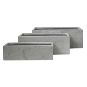 КАШПИ, ПРАВОЪГЪЛНИ, КОМПЛЕКТ ОТ 3 ЧАСТИ, СЕРИЯ GARDENER HM4723, ФИБЕРГЛИНА, СИВО, 81X30.5X30.5 В СМ.