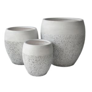 КОМПЛЕКТ КАШПИ ОТ 3 ЧАСТИ СЕРИЯ GARDENER HM4718 ФИБРОГЛИНА В БЯЛО Φ55X54.5 В СМ.