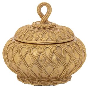 КУТИЯ ЗА БИЖУТА ДЕКО ЗЛАТНА ПОЛИРЕЗИН С КАПАК 12X12X10CM