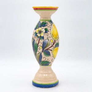 СВЕЩНИК, КЕРАМИЧЕН, БЕЖОВО-С ЛИМОНИ, 10.2x10.2x30см