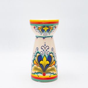 СВЕЩНИК, КЕРАМИЧЕН, БЕЖОВО-ЦВЯТ, 10.2x10.2x21см