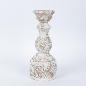 СВЕЩНИК, ЦИМЕНТОВ, БЯЛ, 13x13x32.5см