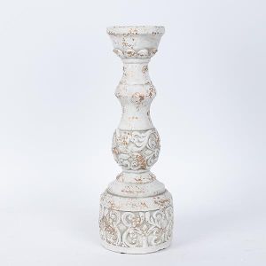 СВЕЩНИК, ЦИМЕНТОВ, БЯЛ, 14x14x39.5см
