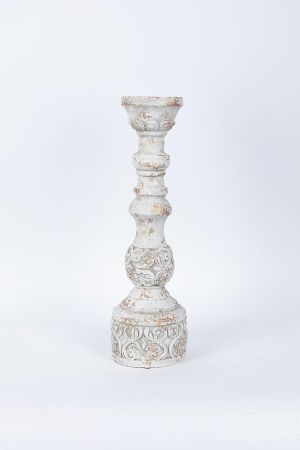 СВЕЩНИК, ЦИМЕНТОВ, БЯЛ, 14x14x47см